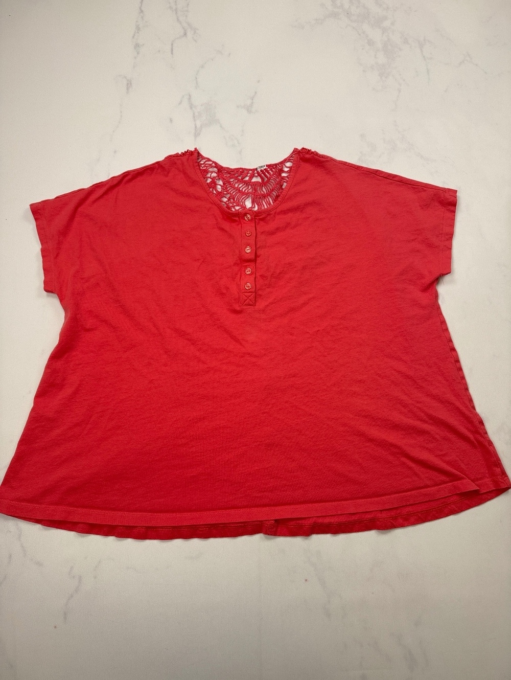 Silverwear Henley Top Red Contemporary Modern Classic Style - Womens 3X
